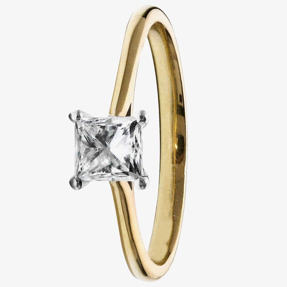 1888 Collection 18ct Gold 0.70ct Princess-Cut Diamond Classic Solitaire Ring RI-2022(.70CT PLUS)- H/SI1/0.70ct