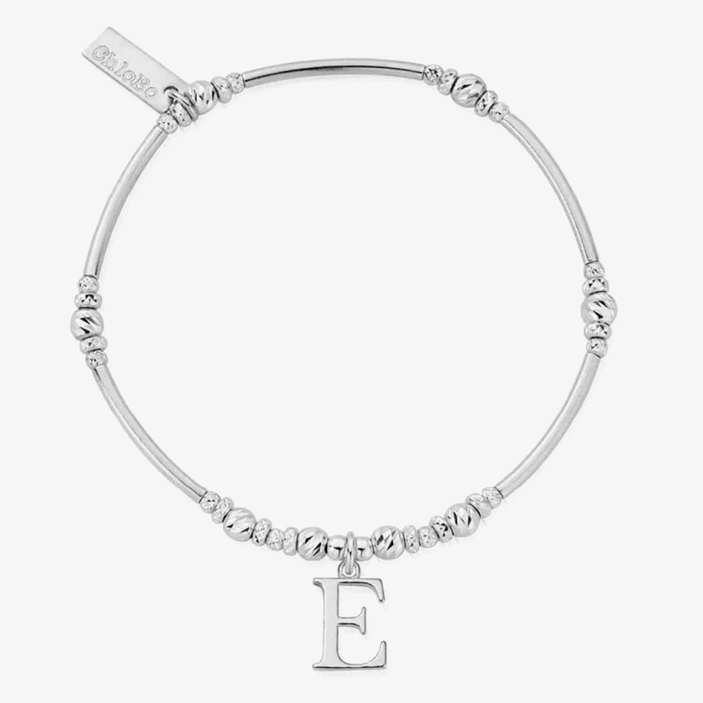 ChloBo Iconic Silver Initial E Bracelet SBMNFR4042E