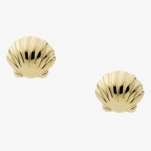 Fossil Georgia By The Shore Gold-Tone Shell Stud Earrings JF04058710
