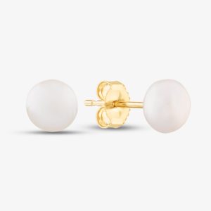 9ct 5.5 x 6mm Drilled Freshwater Pearl Stud Earrings EOZ106SD
