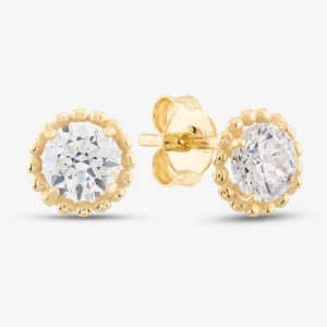 9ct Yellow Gold Cubic Zirconia Halo Stud Earrings 1.59.1739