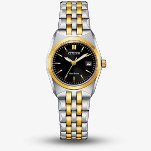 Citizen Ladies Eco-Drive Two Tone Black Dial Watch EW2299-50E