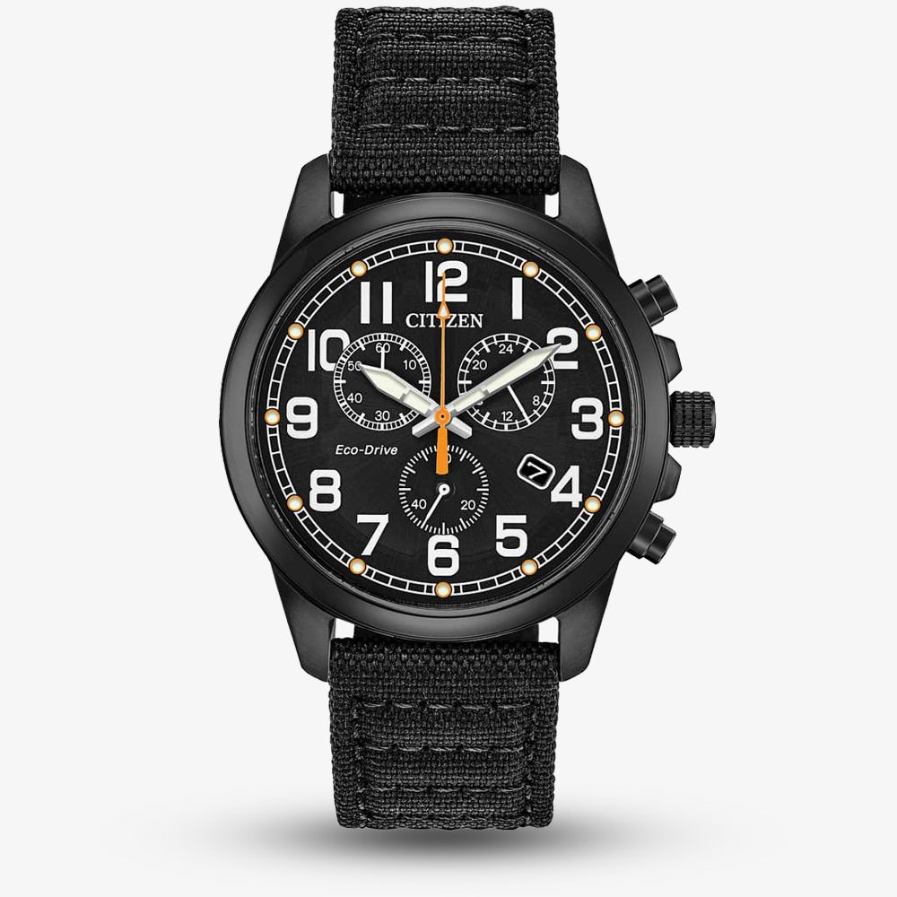 Citizen Eco-Drive Military Black Fabric Strap Watch AT0205-01E