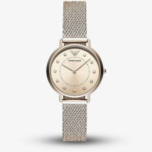 Emporio Armani Ladies Rose Gold Blush Mesh Bracelet Watch AR11129