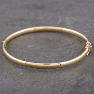 Pre-Owned 9ct Yellow Gold Plain Standard Hinged Bangle 41211167