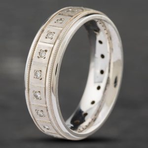 Pre-Owned 14ct White Gold Brilliant Cut Diamond Set Band Ring 43151005