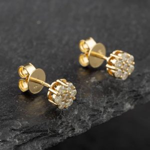 Pre-Owned 14ct Yellow Gold 0.50ct Brilliant Cut Diamond Flower Stud Earrings 43171137