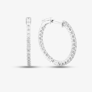 Pre-Owned 14ct White Gold 24mm 1.25ct Brilliant Cut Diamond Hoop Earrings 43171148