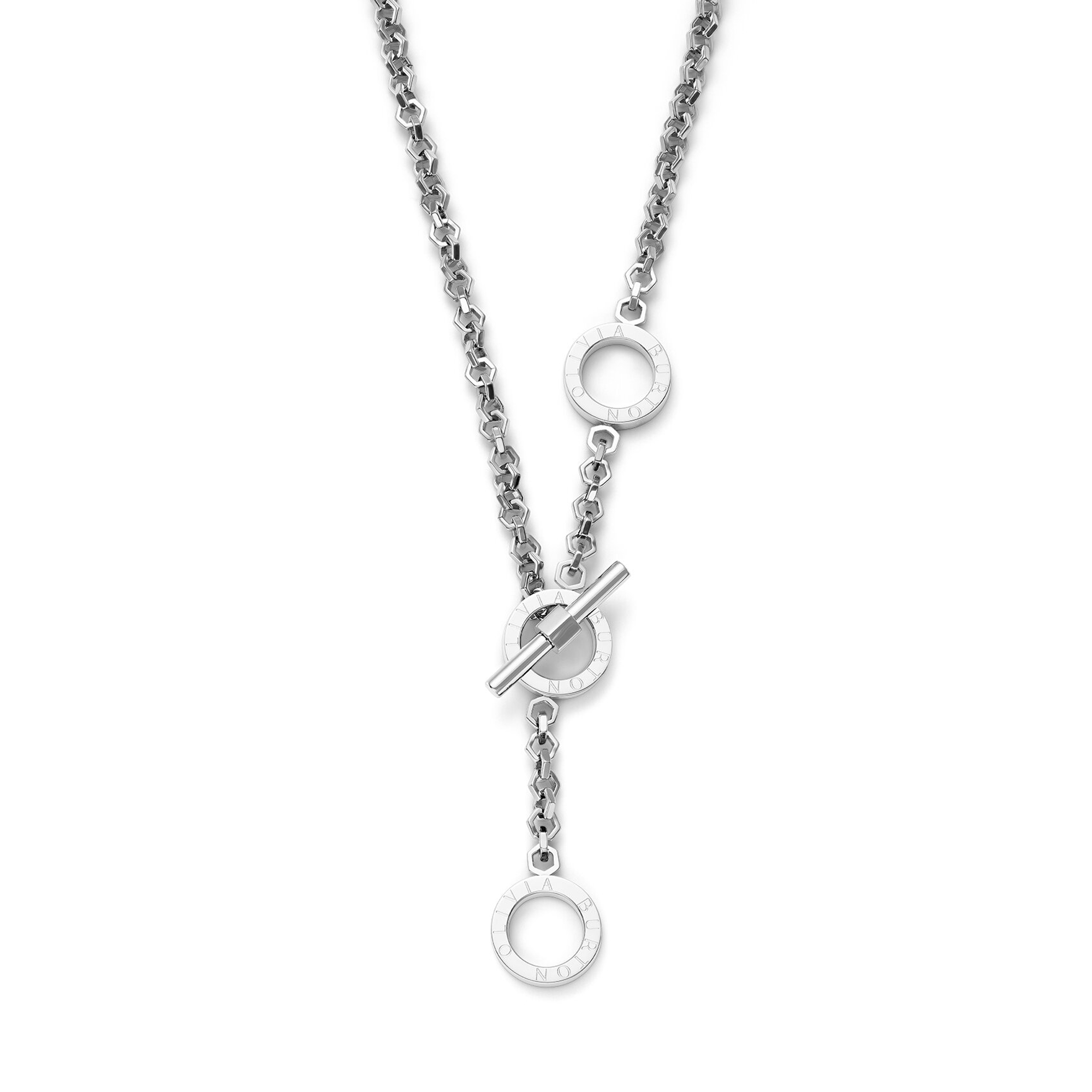Olivia Burton Vintage Honeycomb Toggle Silver Tone Necklace 24100270