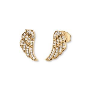 Angel Whisperer Silver Wing CZ Stud Earrings – Gold