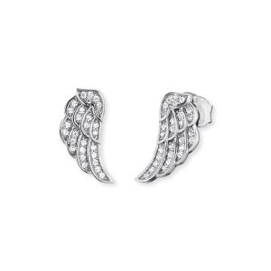 Angel Whisperer Silver Wing CZ Stud Earrings – Silver