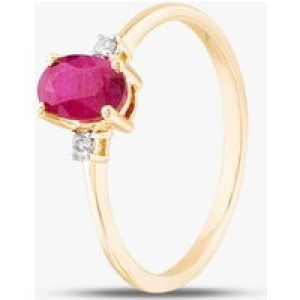9ct Yellow Gold 0.60ct Oval Cut Ruby & 0.03ct Diamond Shoulder Set Solataire Ring THR40125-RD (YG)