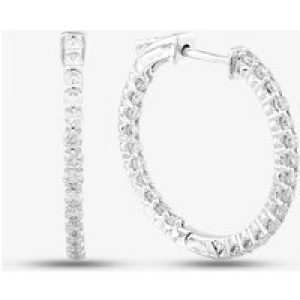 Pre-Owned 14ct White Gold 24mm 1.25ct Brilliant Cut Diamond Hoop Earrings 43171148