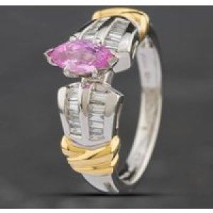 Pre-Owned Platinum 0.63ct Marquise Cut Pink Sapphire & 0.35ct Baguette Cut Diamond Dress Ring 43361068