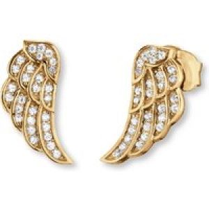Angel Whisperer Silver Wing CZ Stud Earrings – Gold