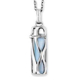 Angel Whisperer Silver Tough Stone With Blue Agate Sphere Pendant Necklace – Silver