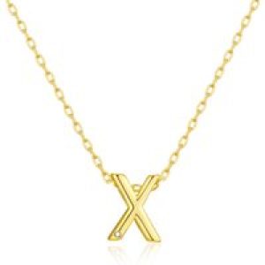 Gold Plated Initial Necklace Letter X Created with Zircondia® Crystals