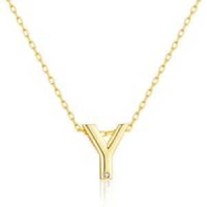 Gold Plated Initial Necklace Letter Y Created with Zircondia® Crystals
