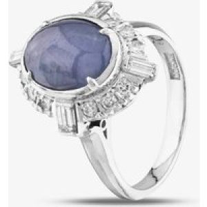 Pre-Owned Platinum Star Sapphire & Diamond Oval Cluster Ring 43361049