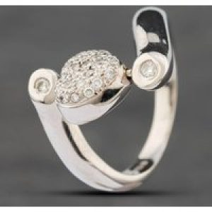 Pre-Owned 14ct White Gold Brilliant Cut Diamond Revolving Heart & Lock Head Dress Ring 43121013