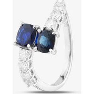 Pre-Owned Platinum 1.96ct Oval Cut Sapphire & 0.60ct Brilliant Cut Diamond Crossover Ring 43361041