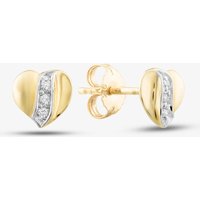 9ct Yellow Gold Brilliant Cut Diamond Curved Heart Studs Earrings E813-9 - Image 2