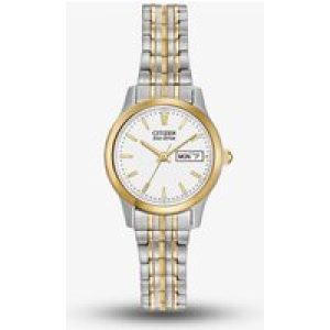 Citizen Ladies Eco-Drive White Dial Two Tone Bracelet Watch EW3154-90A
