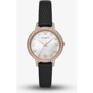 Emporio Armani Cleo Black Leather Strap Watch AR11485