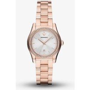 Emporio Armani Ladies Federica Rose Gold Crystal Set Watch AR11558