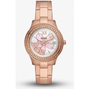 Fossil Ladies Stella Rose Gold-Plated Flower Dial Watch ES5192