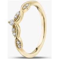 9ct Yellow Gold 0.11ct Brilliant Cut Diamond Crossover Wishbone Ring 50L88/11-10 O - Image 2