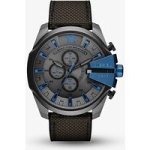 Diesel Mens Mega Chief Dark Stainless Steel Black Fabric Strap Watch DZ4500
