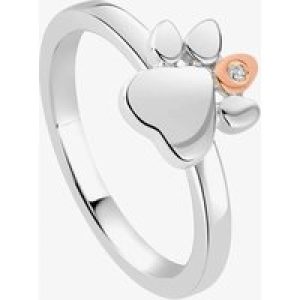 Clogau Paw Prints On My Heart Silver Stacking Ring 3SPWP0649
