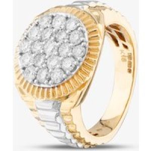 Pre-Owned 18ct Two Colour Gold 1.52ct Brilliant Cut Diamond Round Pave Set Gents Signet Ring 43151009