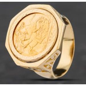 Pre-Owned 9ct Yellow Gold 1976 Full Sovereign Coin Ring 41201100BND