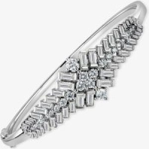 18ct White Gold 2.86ct Baguette & Brilliant Cut Diamond Bangle LG201/BB