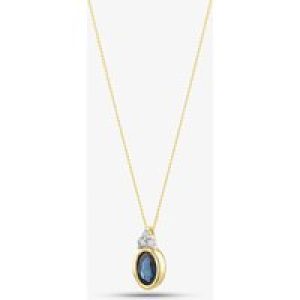 9ct Yellow Gold Oval Sapphire & Diamond Necklace P4505C-10