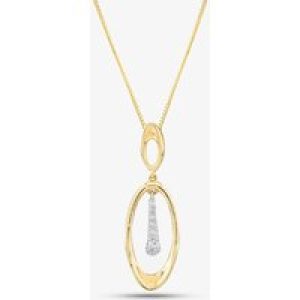 9ct Yellow Gold Diamond Oval Dropper Necklace P4537YW/10C-10
