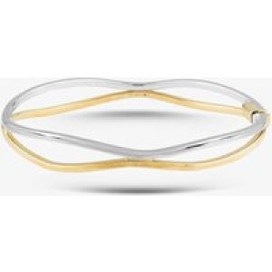 9ct Yellow Gold Two Colour Two Row Wave Bangle BN344