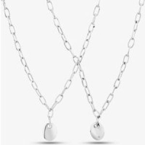 Silver & Diamond Oval Double Necklace PNE01768