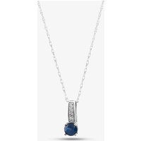 9ct White Gold Sapphire & 0.03ct Diamond Pendant Necklace OJP1704-BS - Image 2