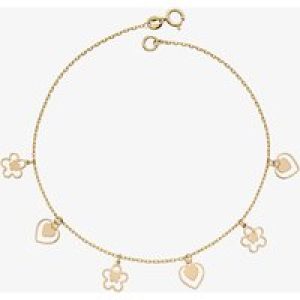 9ct Yellow Gold Heart & Flower Charm Bracelet GB508