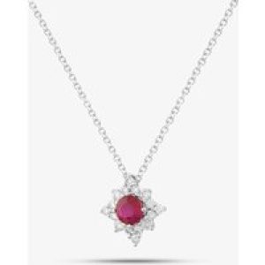 18ct White Gold Brilliant Cut Ruby & Diamond Star Necklace 39292G2