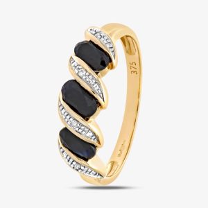 9ct Yellow Gold Three Stone Swirl Ring PR06270Y SA K