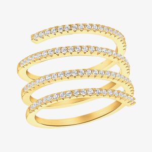 LUXE Silver Gold Plated Cubic Zirconia Spiral Ring 8.84.0799 P