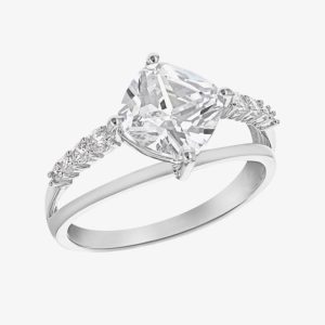 Silver Cubic Zirconia Double Split Shoulder Ring 8.84.8609 P