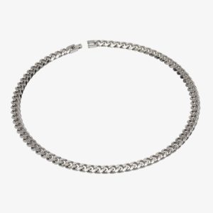 Unique Stainless Steel Matte Polished Curb Chain Necklace LAK-126/50CM
