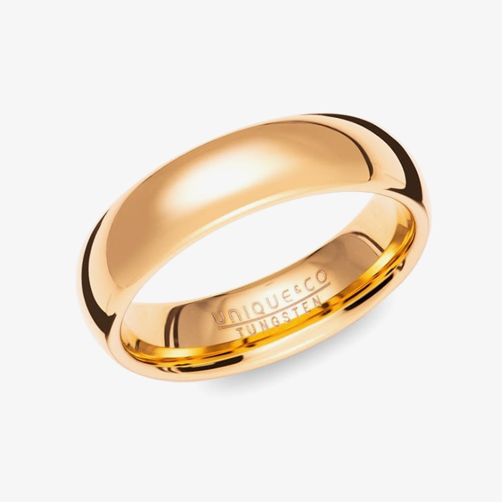 Unique Tungsten Carbide Gold Plated 6mm Band Ring TUR-144-64