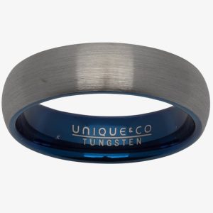 Unique Mens Tungsten Brushed & Blue IP Plated 6mm Ring TUR-72-60
