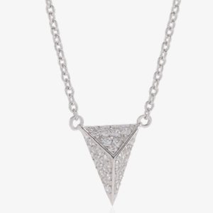 Sif Jakobs Rhodium Plated ‘Pecetto Piccolo’ White Pave Triangle Necklace SJ-C3307-CZ